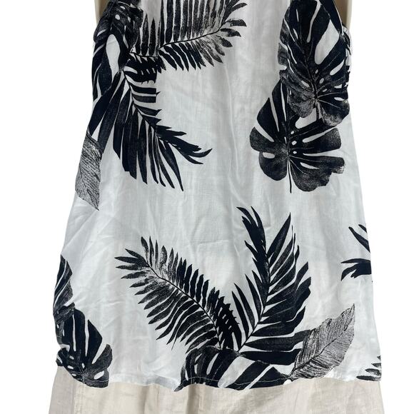 Old Navy Tropical Leaf Printed Halter Neck Top White Black Size XS - Picture 7 of 8